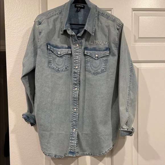 True Religion Light Blue Denim Shirt - Picture 3 of 9